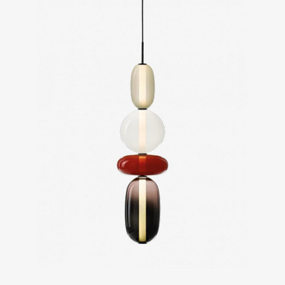 Stacked Glass Pendant Light with Geometric Tiers - Art Deco Style