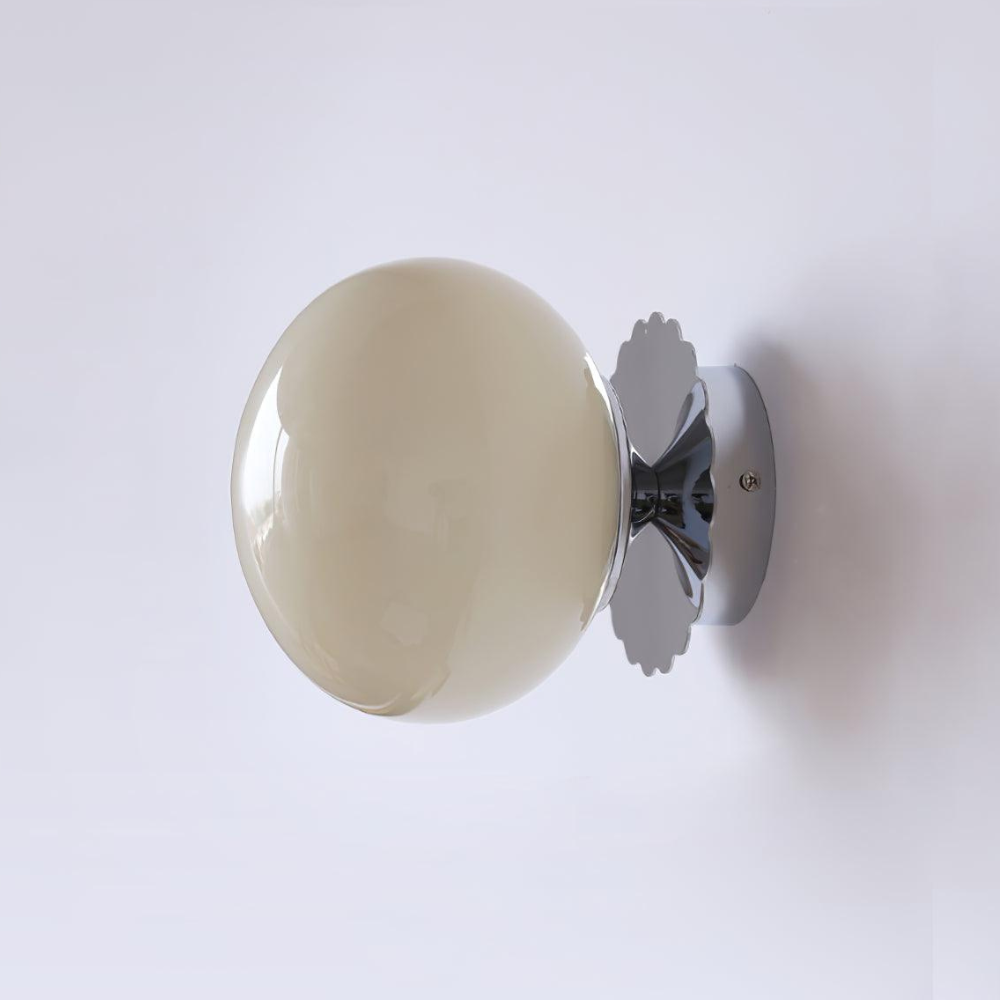 Frosted Sphere Wall Light with Metallic Base - Modern Vintage Design