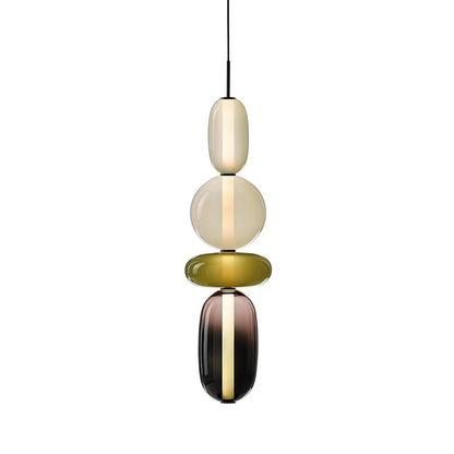 Stacked Glass Pendant Light with Geometric Tiers - Art Deco Style