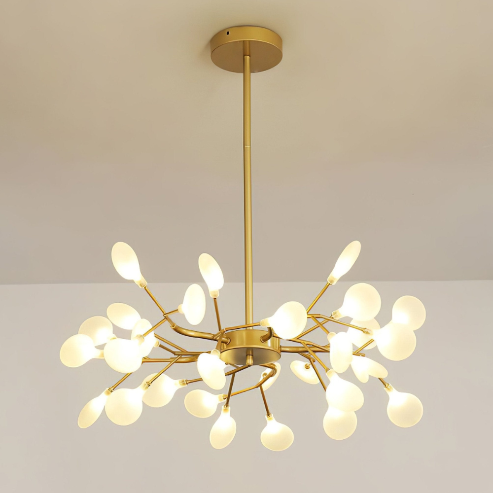 Sputnik-Kronleuchter mit Glasblütenzweigen – Modernes Mid-Century-Design
