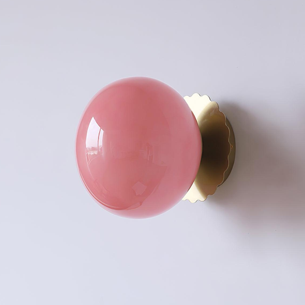 Frosted Sphere Wall Light with Metallic Base - Modern Vintage Design