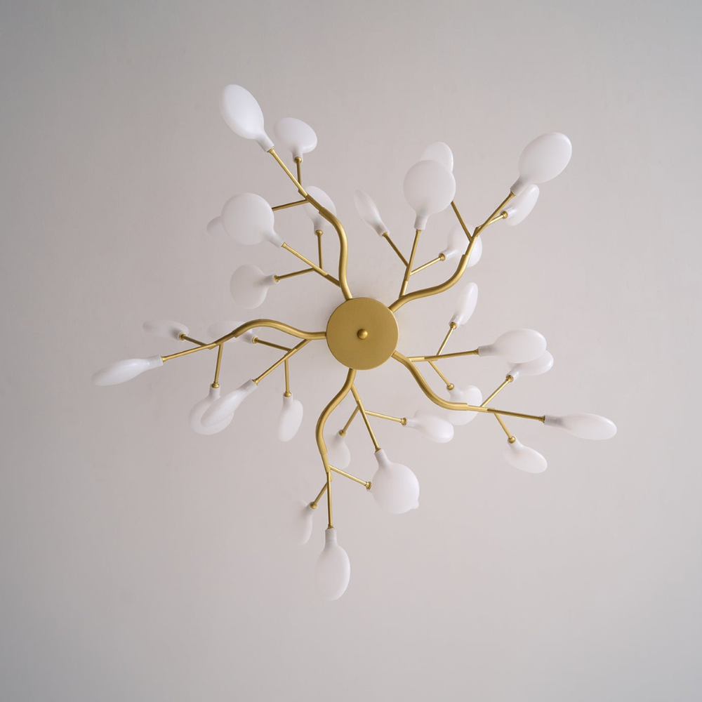 Sputnik-Kronleuchter mit Glasblütenzweigen – Modernes Mid-Century-Design