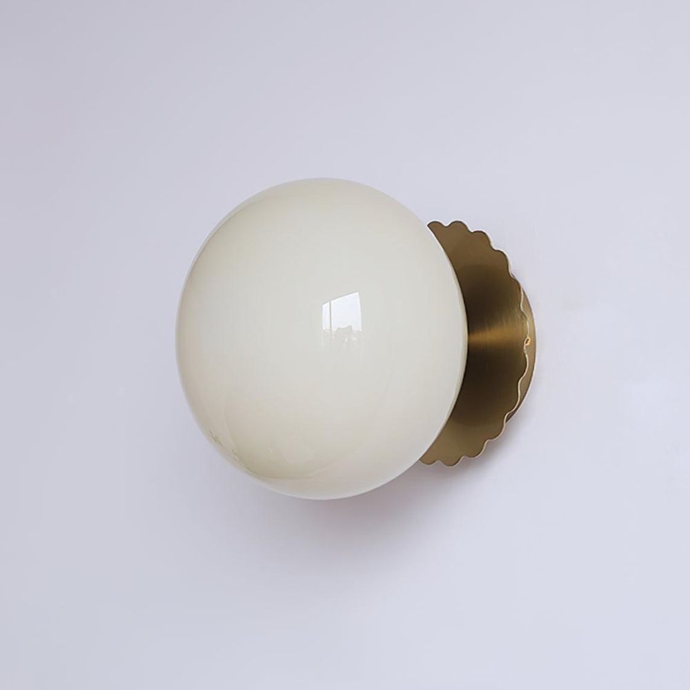 Frosted Sphere Wall Light with Metallic Base - Modern Vintage Design