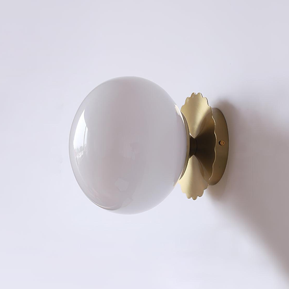 Frosted Sphere Wall Light with Metallic Base - Modern Vintage Design