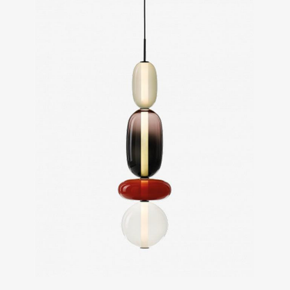 Stacked Glass Pendant Light with Geometric Tiers - Art Deco Style