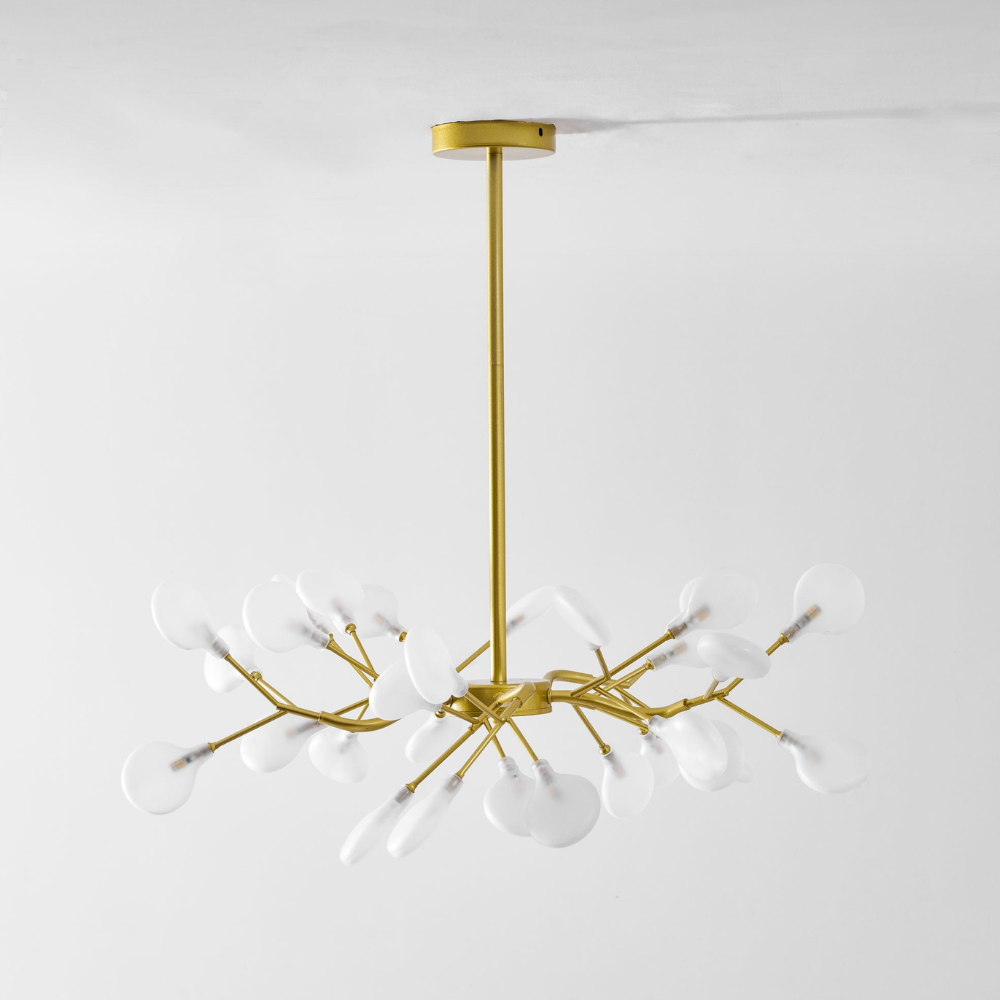 Sputnik-Kronleuchter mit Glasblütenzweigen – Modernes Mid-Century-Design