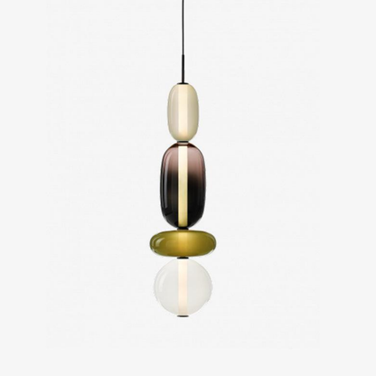 Stacked Glass Pendant Light with Geometric Tiers - Art Deco Style