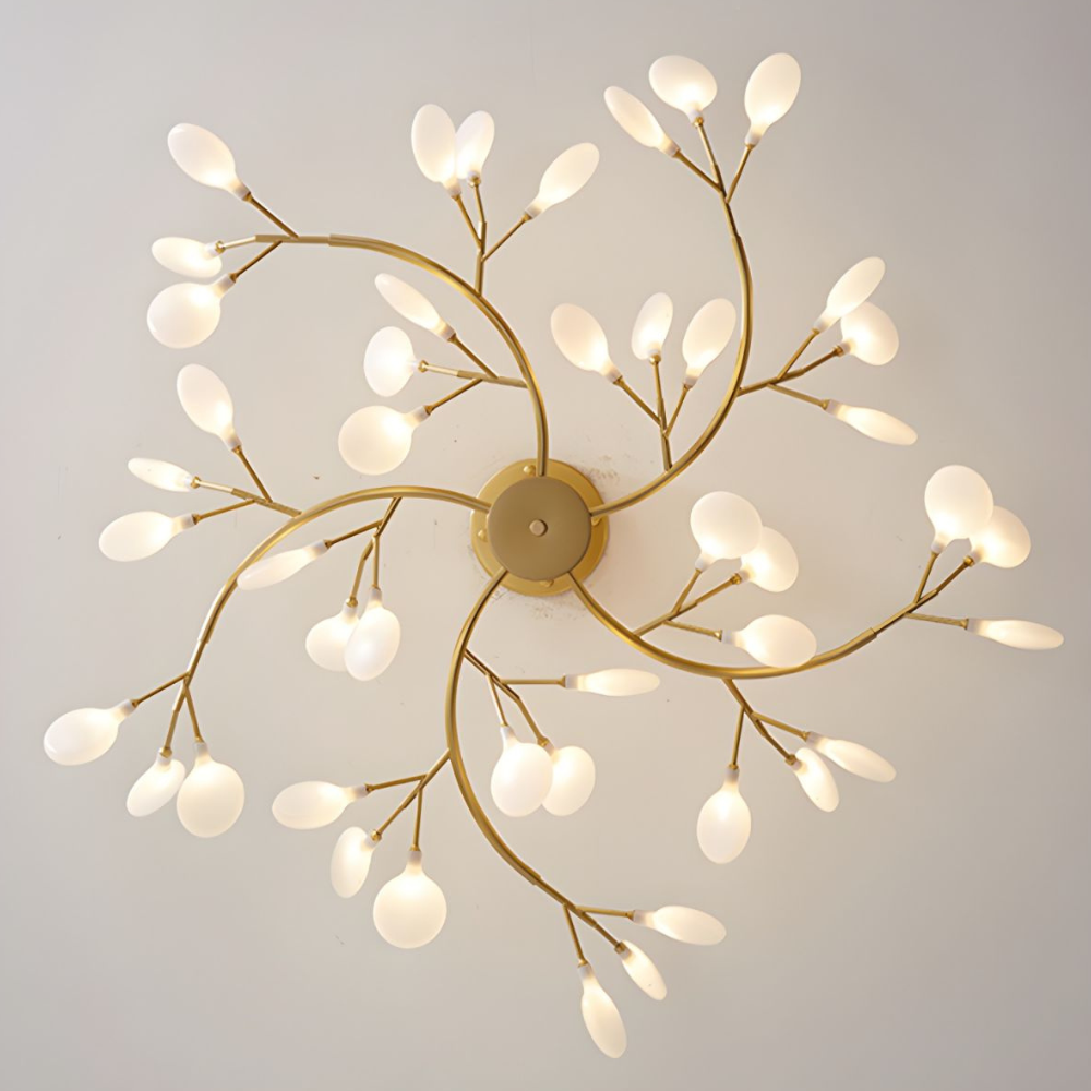 Sputnik-Kronleuchter mit Glasblütenzweigen – Modernes Mid-Century-Design