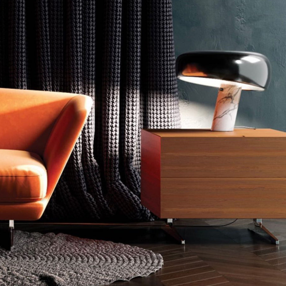 Architektonische Marmor-Basis-Akzentlampe – Minimalistische glänzende Steinsäulenleuchte