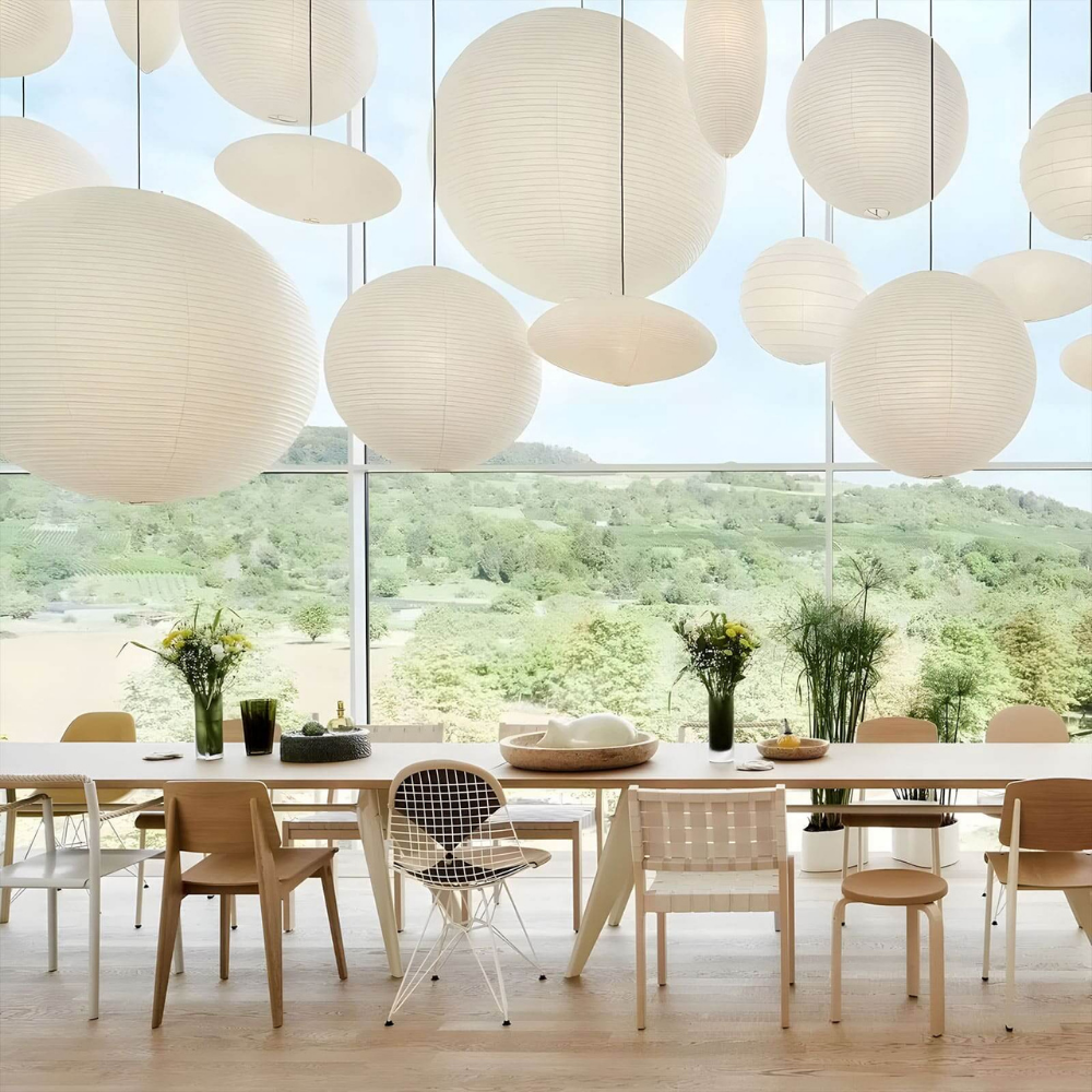 Japanese Paper Lantern Pendant Light - Washi Paper Globe Ceiling Lamp