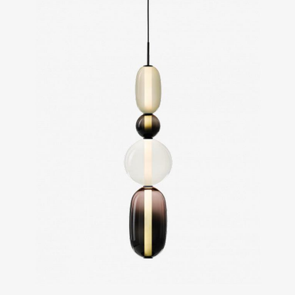 Stacked Glass Pendant Light with Geometric Tiers - Art Deco Style