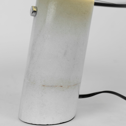 Architectural Marble Base Accent Lamp - Minimalist Glossy Stone Pedestal Light