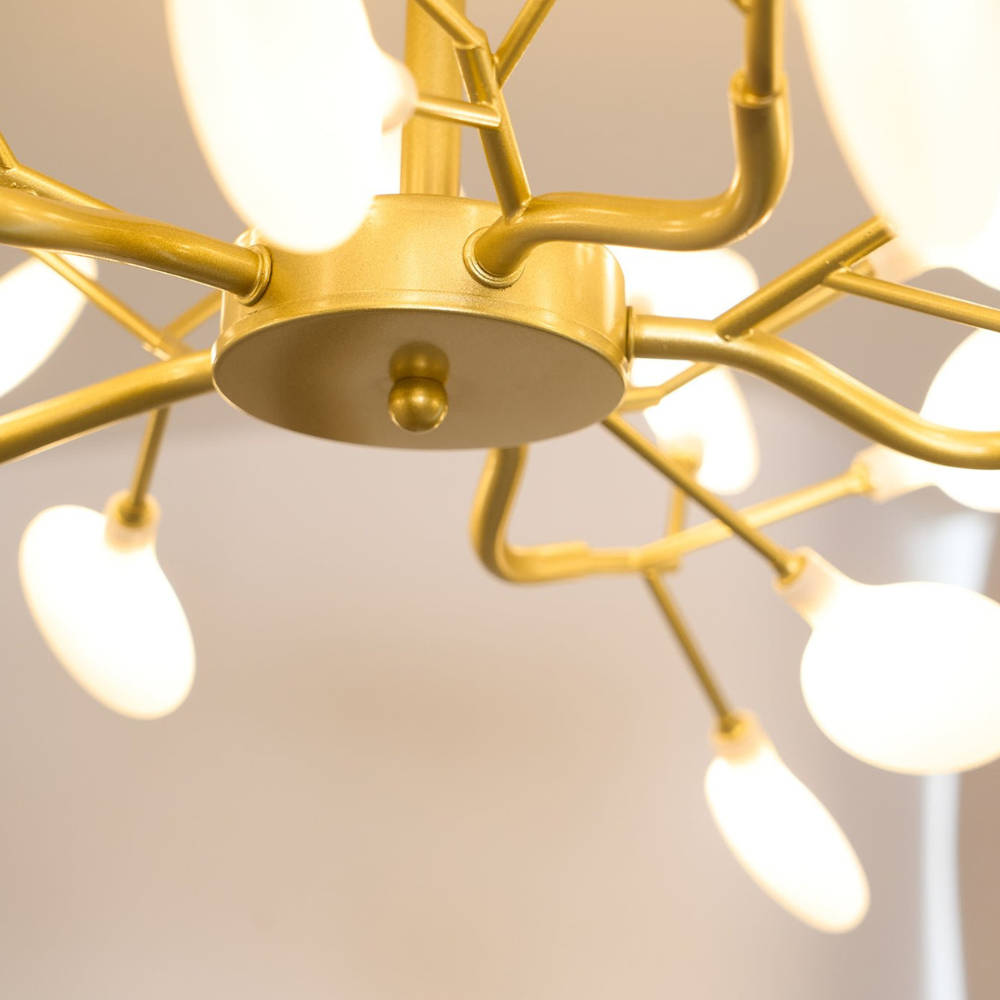Sputnik-Kronleuchter mit Glasblütenzweigen – Modernes Mid-Century-Design