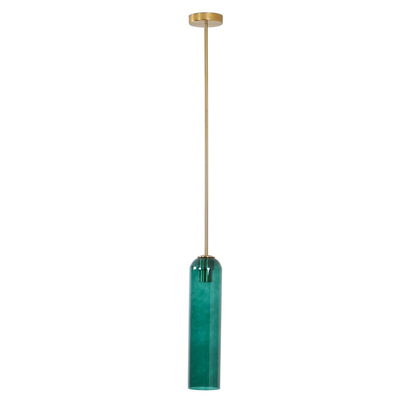 Cylinder Glass Pendant Light with Metal Downrod - Modern Art Deco