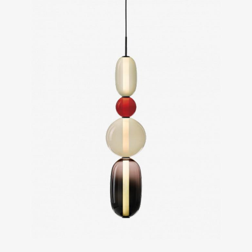 Gestapelte Glas-Hängeleuchte mit geometrischen Ebenen – Art-Déco-Stil