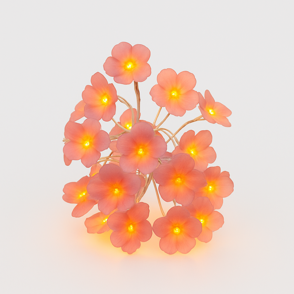Battery Powered Fairy Lights Flower Design with USB Option and Flexible Wire - 20 or 30 LEDs