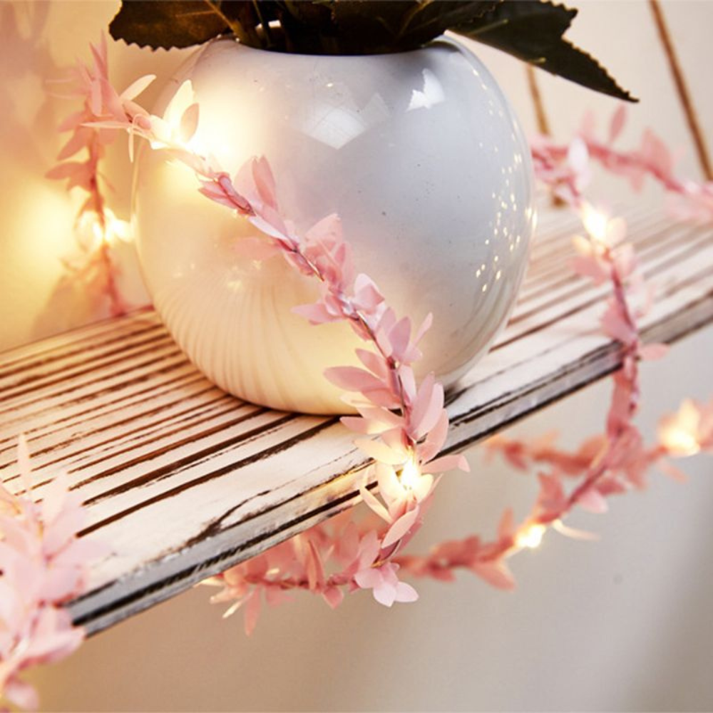 Guirlande lumineuse à feuilles de saule - Guirlande artificielle en lierre à LED