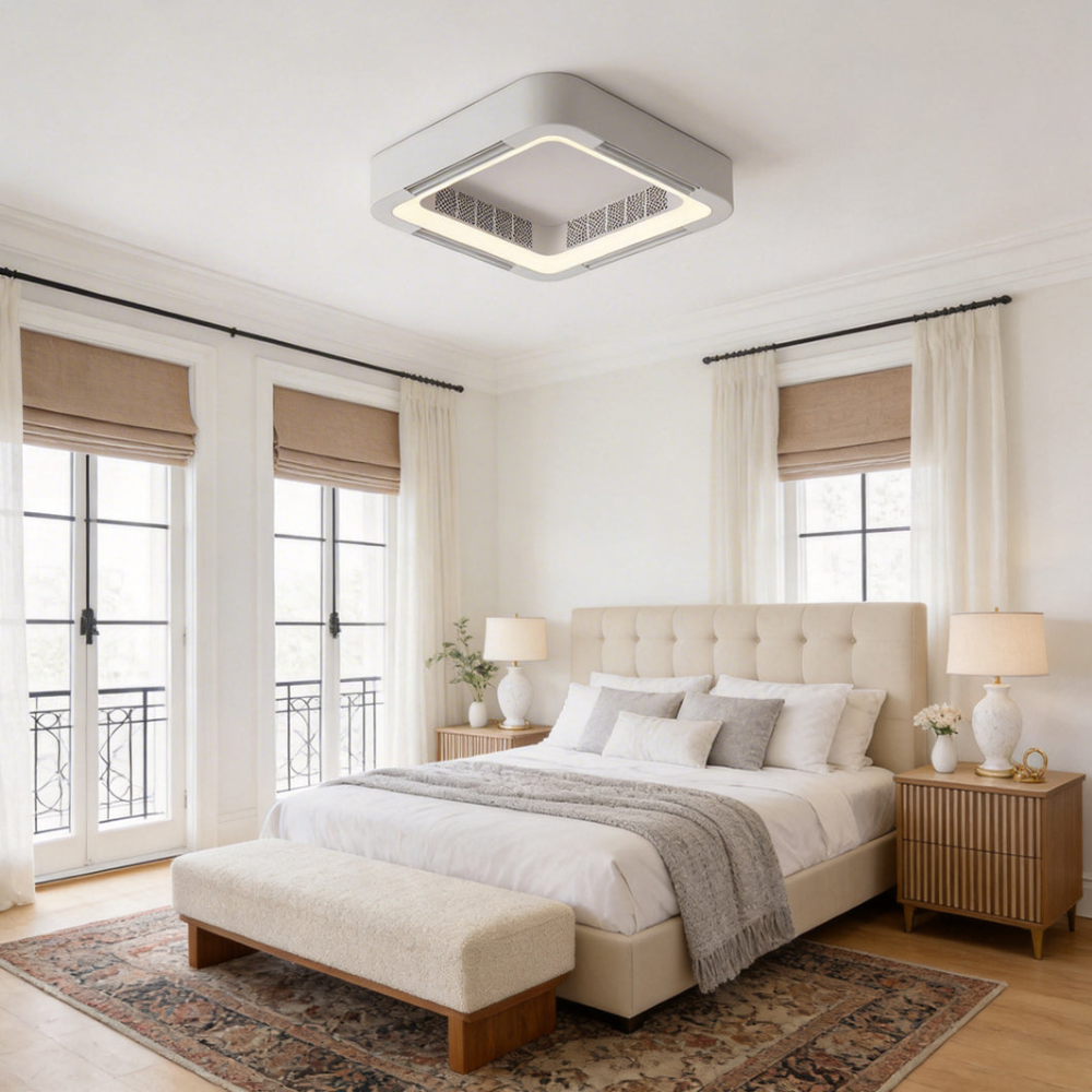 Ceiling Fan with Light and Bladeless Internal Ventilation - High-Modern Style