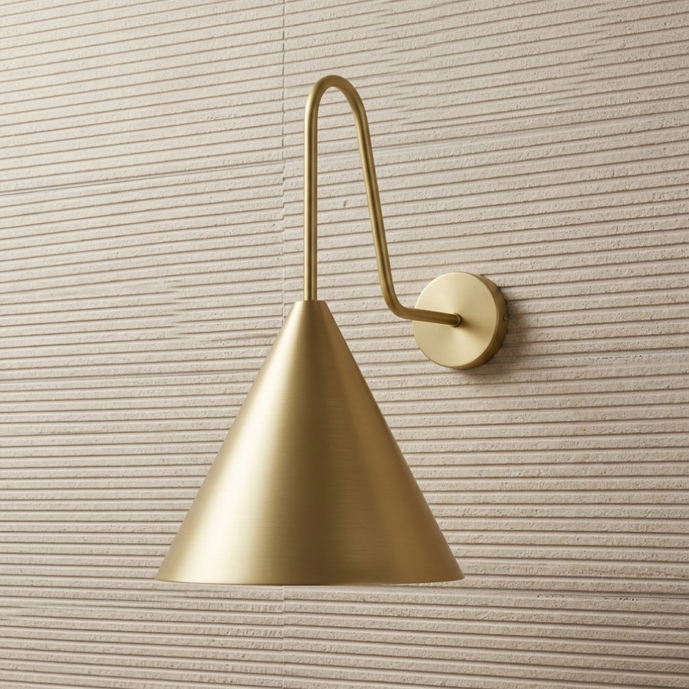 Outdoor LED Porch Lights with Conical Metal Shade - Modern Wall Sconce