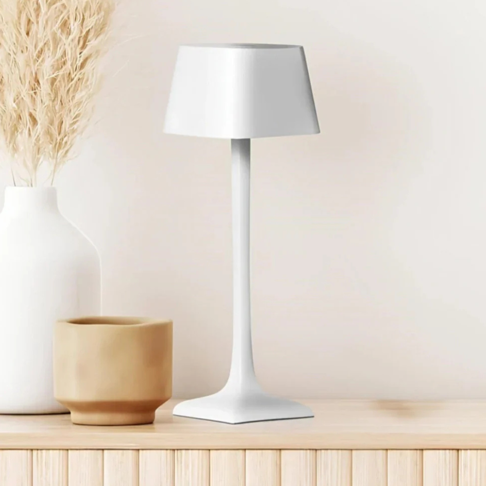 Kabellose Tischlampe mit quadratischem Schirm – Moderne Outdoor-Aluminiumlampe