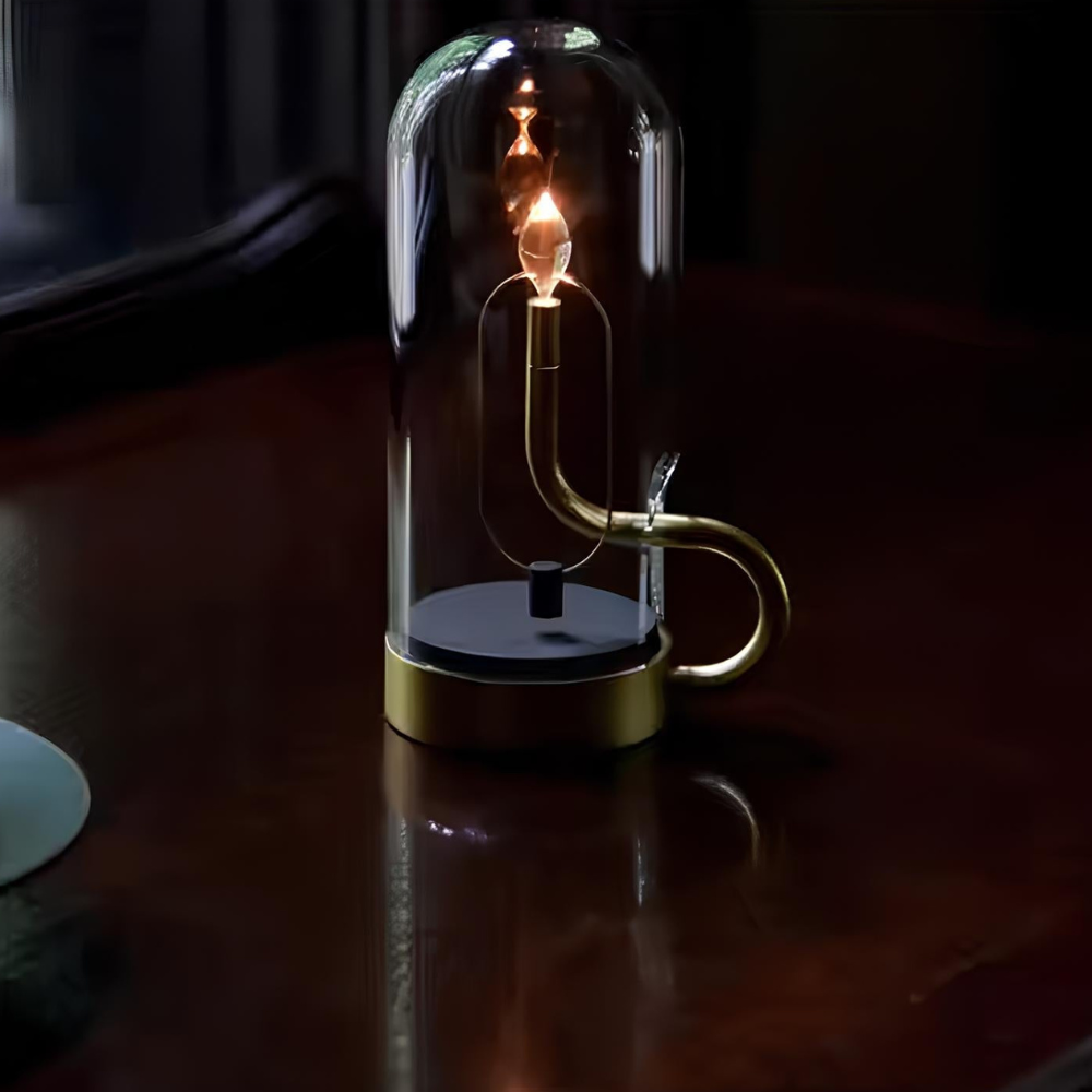 Wiederaufladbare Glaszylinder-Akzentlampe – Mid-Century-Batterieleuchte