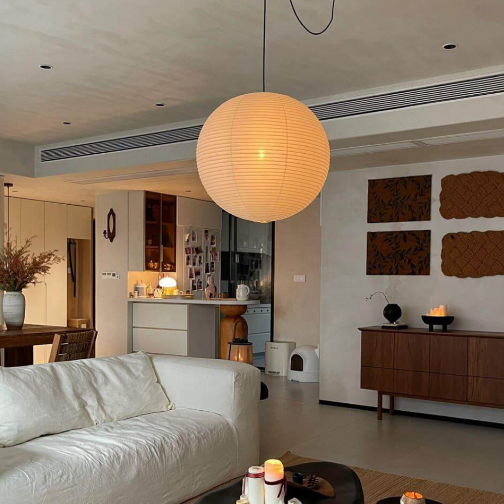 Japanese Paper Lantern Pendant Light - Washi Paper Globe Ceiling Lamp