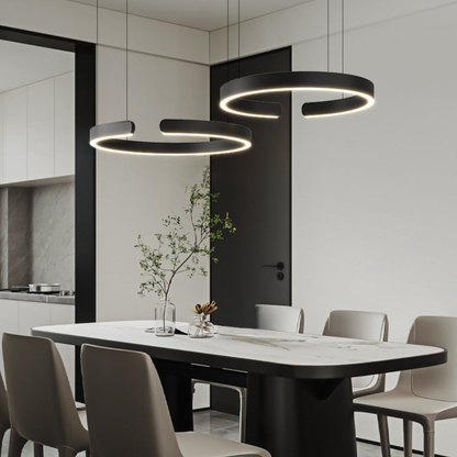 LED Ceiling Fixture with Adjustable Cable - Contemporary Ring Design