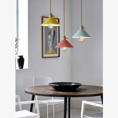 Modern Brass-Neck Cone Pendant Light - Vibrant Matte Industrial Pendant Lights