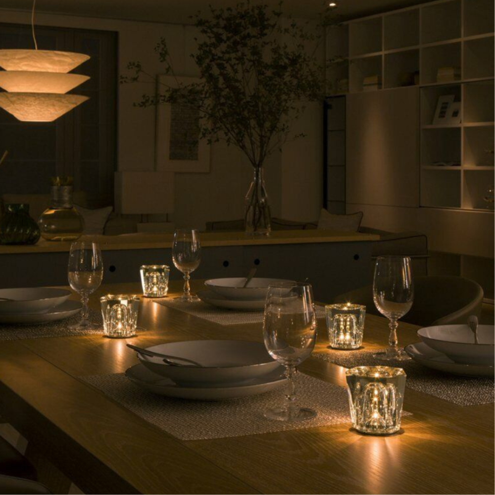 Crystal Table Lamp with Faceted Glass Body - Modern Geometric