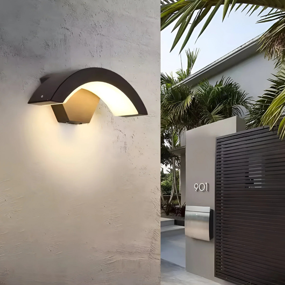 Outdoor Wall Light with Motion Sensor - Arched Modern Design