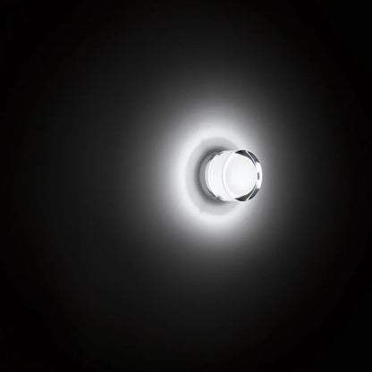 Round LED Wall Lamp with Textured Disk Shade - Modern Minimalist Sconce Light