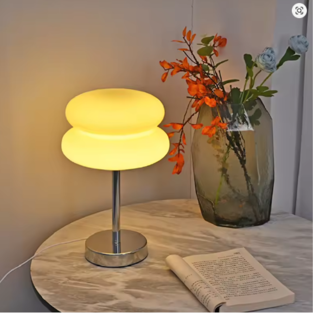Table Lamp with Macaron Glass Shade - Modern Mid Century Aesthetic