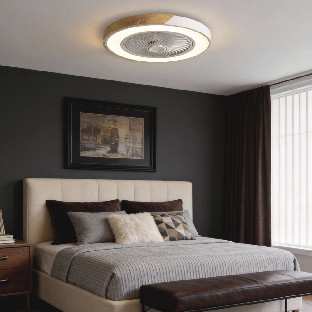 Deckenventilator zum Einbau mit Licht und Holzakzenten – Skandinavischer Stil