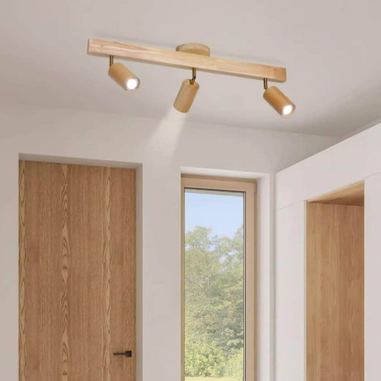 Adjustable Wood Spotlight Fixture - Mid Century Track Lighting