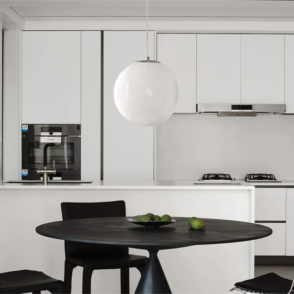 Colored Glass Globe Hanging Lamp with Swirled Pattern Modern Style