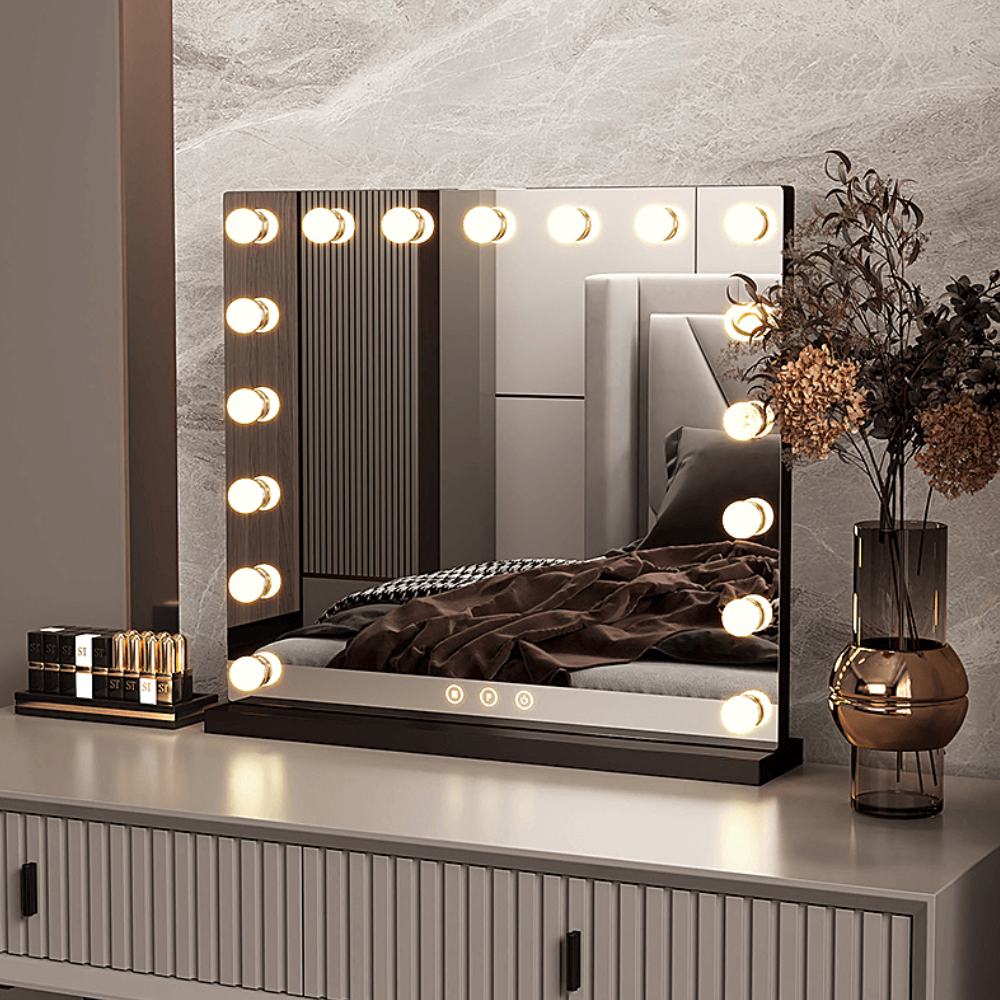 Hollywood-Stil Schminkspiegel mit LED-Lampen und Titanrahmen – Hochmodern