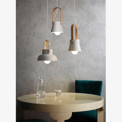 Modern Wood-Toned Handle Pendant Light - Nordic Tapered Pendant Lights