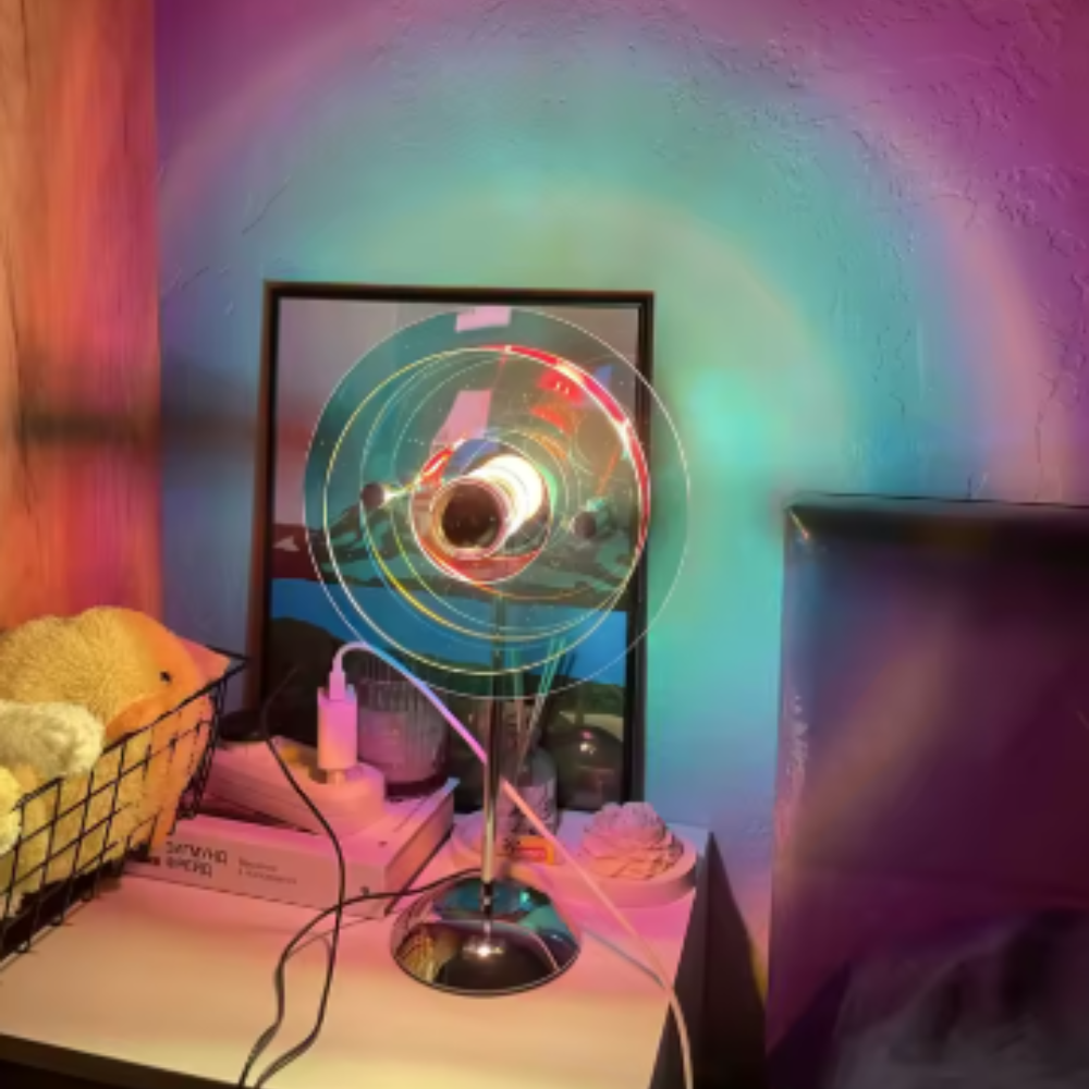 Wiederaufladbare Sonnenuntergangslampe mit drehbarem Kopf – Mid-Century-Modern