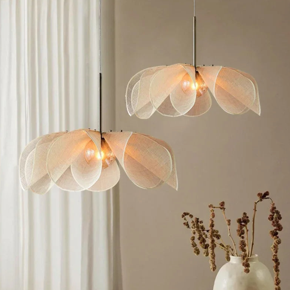 Architektonische Stoff-Schicht-Pendelleuchte – Minimalistischer Boho Stoff-Kronleuchter