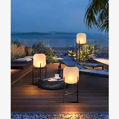 Floor Lamp with Integrated LED Weather Resistant Base and Remote Control Dimming