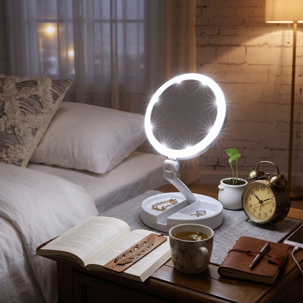LED-Schminkspiegel mit kreisförmigem Halo-Radius – modern und minimalistisch