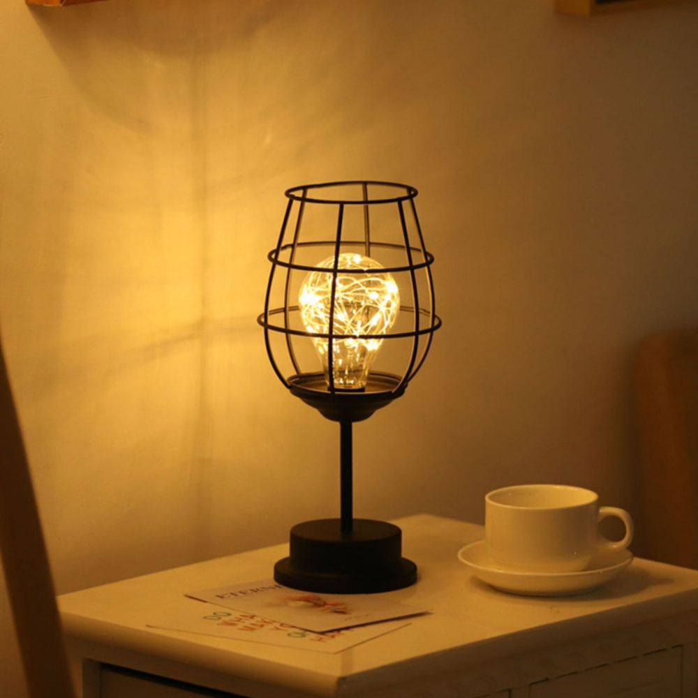 Bottle Shape Decorative Table Lamp with Warm White String Lights - Iron