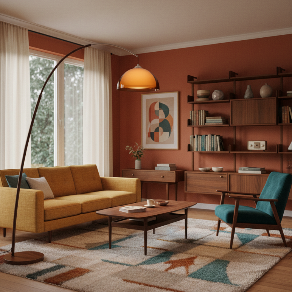 Arc Floor Lamp with Cantilevered Metal Overhanging Arm and Acrylic Dome Shade