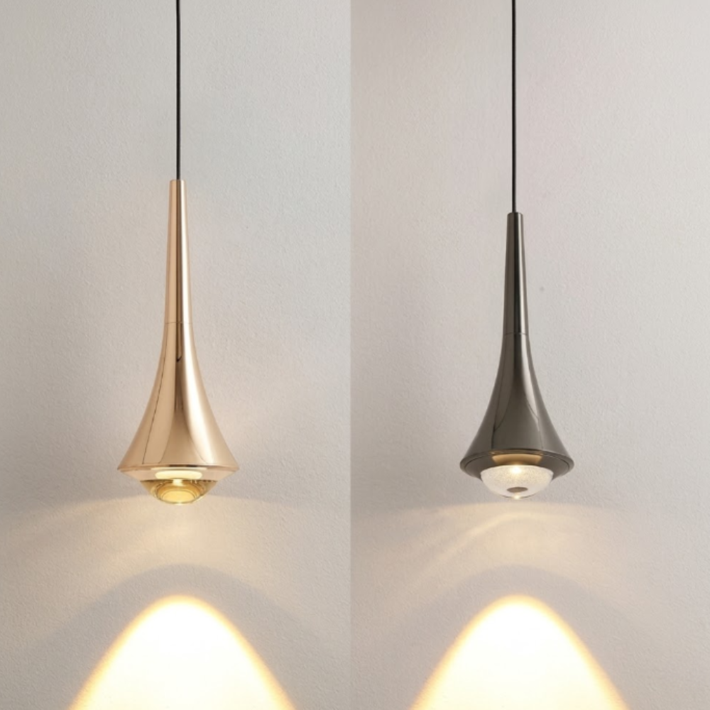 Teardrop Aluminium-Hängeleuchte mit Glasfuß – Modernes Wassertropfen-Design