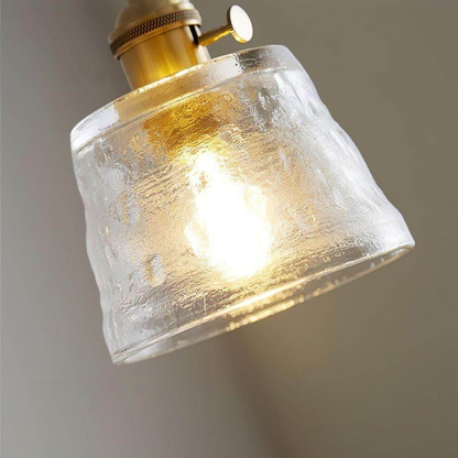 Hammered Glass Pendant Light with Brass Hardware - Nordic Modern Style