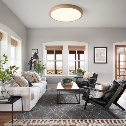 Flush Mount LED Ceiling Light with Wood-Inspired Acrylic Frame - Scandinavian Style