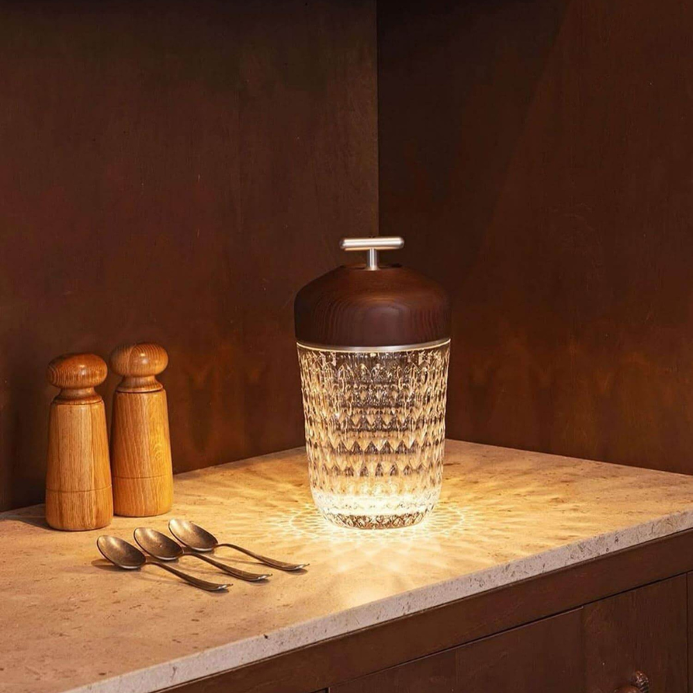 Rechargeable Glass Accent Light with Crystal Body - Modern Decorative