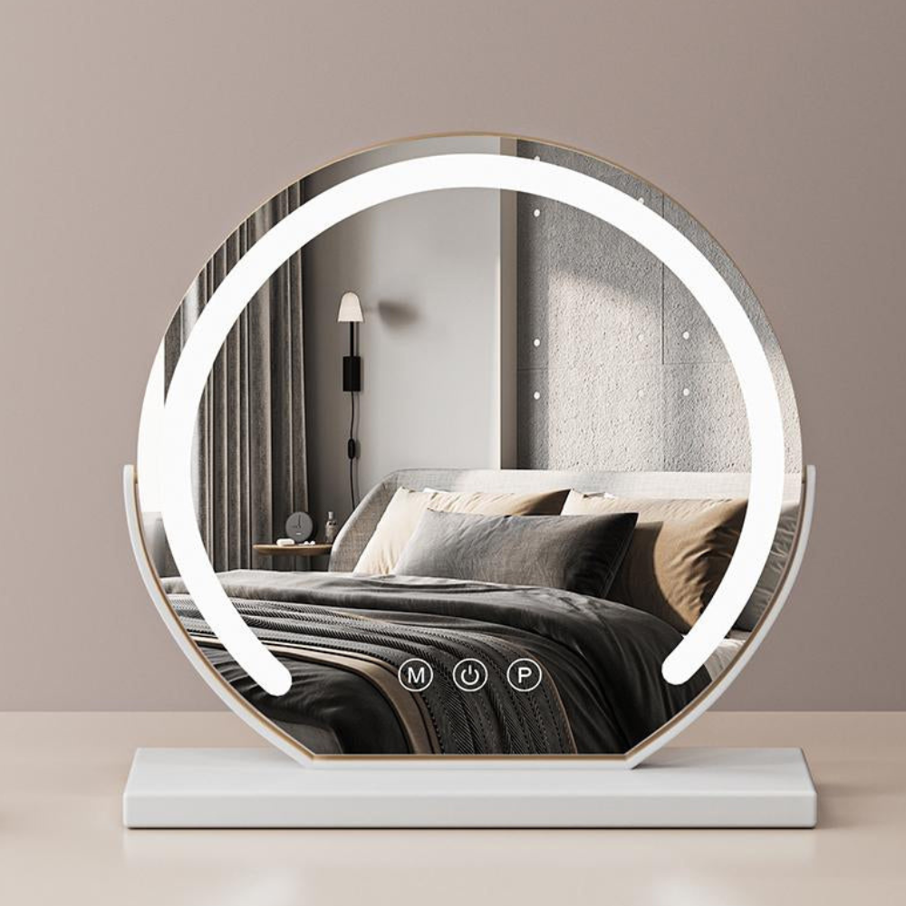 Smart-Touch beleuchteter Schminkspiegel mit schwerem Sockel – 360° drehbare Dekoration