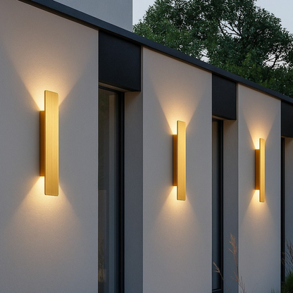 Permanent Outdoor House Lights with Vertical Offset Panel - Modern Minimalist