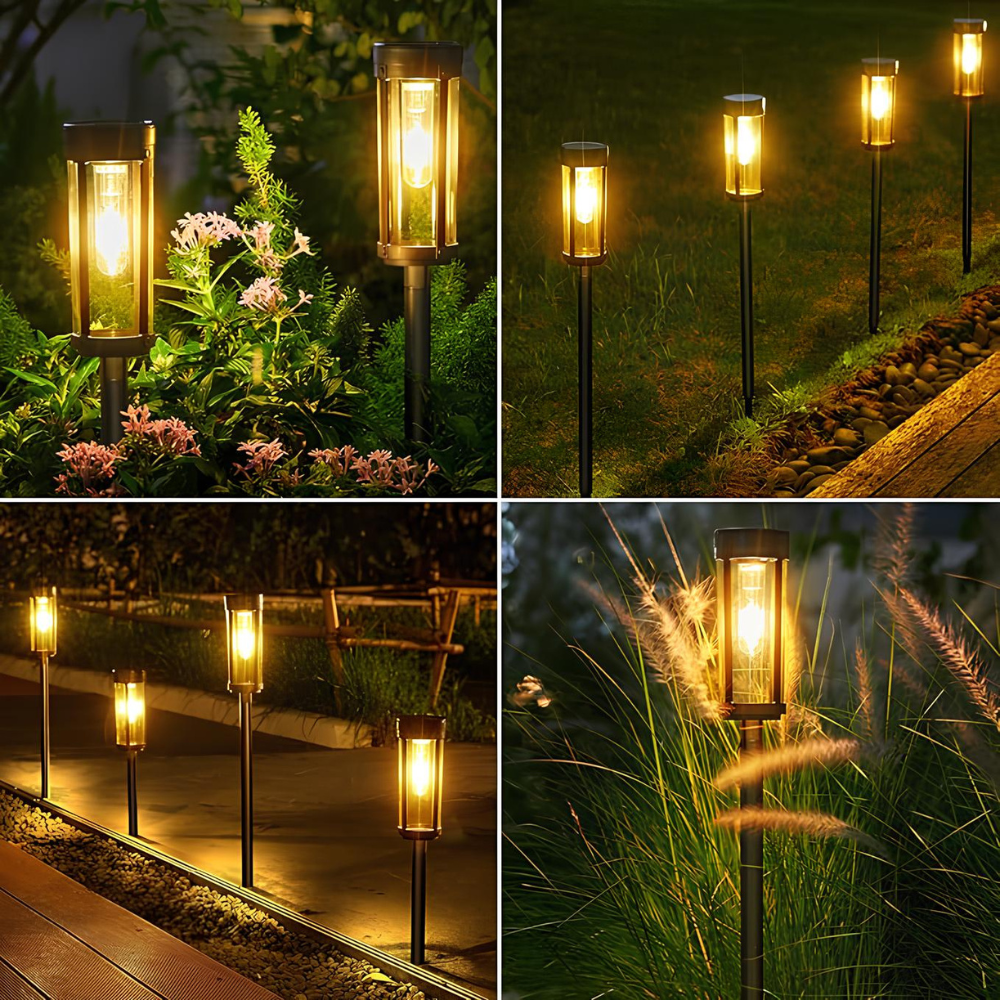 Lumières modernes solaires pour allée de jardin - Lampe à piquer extérieure à DEL